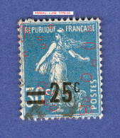 * 1926 / 1927  N° 217  SEMEUSE FOND PLEIN SURCHARGES  = 25 C  OBLITÉRÉ - Used Stamps