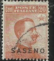 SASENO 1923 SOPRASTAMPATO D´ITALIA ITALY OVERPRINTED CENT. 20 C USATO USED OBLITERE´ - Saseno