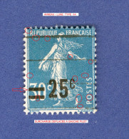 1926 / 1927  N° 217  SEMEUSE FOND PLEIN SURCHARGES OBLITÉRÉ DOS CHARNIÈRE 4.00 € + - Used Stamps