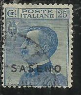 SASENO 1923 SOPRASTAMPATO D´ITALIA ITALY OVERPRINTED CENT. 25 C USATO USED OBLITERE´ - Saseno