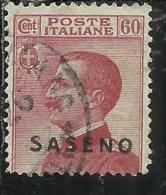 SASENO 1923 SOPRASTAMPATO D´ITALIA ITALY OVERPRINTED CENT. 60 C USATO USED OBLITERE´ - Saseno