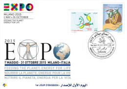 ALG Algeria - N° 1703/4 FDC Exposition Universelle De Milan 2015 Italie - World Exposition Milano 2015 Italy Italia ** - 2015 – Milaan (Italië)
