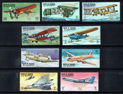 1968  Histoire De L´aviation Surchargés «Vol Lunaire Noël 1968»  MiNr A305A-A313A  **  MNH  Avions Espace - P - Umm Al-Qaiwain