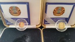 2009  Kazakhstan Kasachstan - Cat Predator Head - GOLD 999 - 100 Tenge ( 1.24 Gr) + 50 Tenge (0.50 Gr) - Other & Unclassified