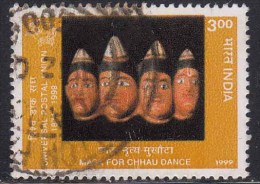 India Used 1999,   UPU Universal Postal Union, Mask, Masks For Chhau Dance  (sample Imgae) - Used Stamps