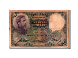 Billet, Espagne, 50 Pesetas, 1931, 1931-04-25, TTB - 50 Pesetas