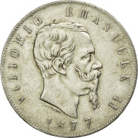 Monnaie, Italie, Vittorio Emanuele II, 5 Lire, 1877, Rome, TTB, Argent, KM:8.4 - 1861-1878 : Victor Emmanuel II.