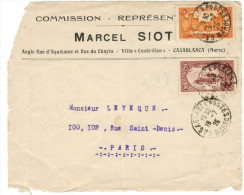 MAROCCO - MAROC - 1925 - 5 + 20 - Fragment - Marcel SIOT - Viaggiata Da Casablanca Per Paris, France - Covers & Documents