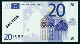 Test Note "POSTE FRANCE" 20 EURO, Typ A Ser.-no 00000000000, Factice, RRRR, UNC - Andere & Zonder Classificatie