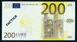 Test Note "POSTE FRANCE" 200 EURO, Typ A Ser.-no 00000000000, Factice, RRRR, UNC - Altri & Non Classificati