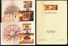 India 2001 Sun Temple, Konark Wheel Hindu Mythology Max Cards Presentation Pack # 9333 - Induismo