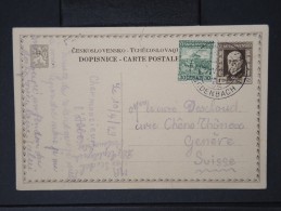 TCHECOSLOVAQUIE-Entier Postal ( Petite Fente En Haut) Obl  Bodenbach  Pour Geneve En 1929 A Voir  Lot P4277 - Cartes Postales