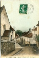 CPA 95 ST PRIX EGLISE ET RUE DE LA CROIX JACQUES 1908 - Saint-Prix