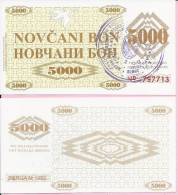 MONEY COUPON (NOVČANI BON) 5000 DINARA, - UNC, Handstamp Sarajevo, Seria M 1992., Bosnia And Herzegovina - Bosnië En Herzegovina