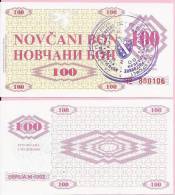 MONEY COUPON (NOVČANI BON) 100 DINARA, - UNC, Handstamp Sarajevo, Seria M 1992., Bosnia And Herzegovina - Bosnia And Herzegovina