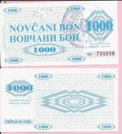 MONEY COUPON (NOVČANI BON) 1000 DINARA, - UNC, Handstamp Sarajevo, Seria M 1992., Bosnia And Herzegovina - Bosnia Erzegovina