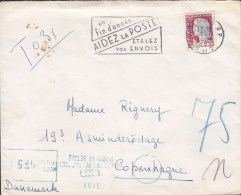 France Flamme VERSAILLES 1963 Cover Lettre Denmark Marianne De Decaris Danish TAXE Postage Due GREEN Cancel !! - 1960 Maríanne De Decaris