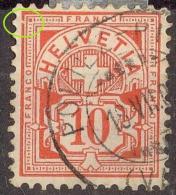 Ziffer 83, 10 Rp.zinnober  (Markenabart / POLIEZ-PITTET)            1906 - Varietà