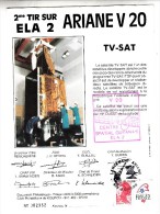 Document Numéroté - 2em Tir Sur Ela 2 Ariane V 20 - TV-SAT - Kourou - Guyane - 20/11/1987 - Aushilfsstempel