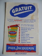 BUVARD Paul JACQUEMIN. Années 50. ETAT MOYEN. VERRE DE MOUTARDE VERREOR CORNICHONS OLIVES - Mostard