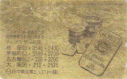 Télécarte Dorée Japon - MONNAIE - LINGOT & PIECE EN OR - MONEY GOLD INGOT Japan Phonecard Bank Note - COIN 96 - Stamps & Coins