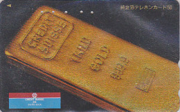 RARE Télécarte Dorée Japon - MONNAIE - LINGOT D´OR / CREDIT SUISSE - MONEY GOLD INGOT Japan Phonecard SCHWEIZ - COIN 99 - Timbres & Monnaies