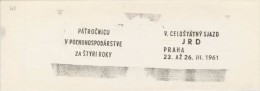J0735 - Czechoslovakia (1948-75) Control Imprint Stamp Machine (RR!): V. National Congress Of JRD (= Collective Farm) SK - Ensayos & Reimpresiones