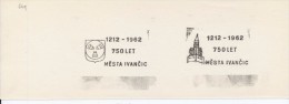 J0745 - Czechoslovakia (1948-75) Control Imprint Stamp Machine (RR!): 750 Years Of The City Ivancice (1212-1962) - Probe- Und Nachdrucke