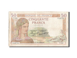 Billet, France, 50 Francs, 50 F 1934-1940 ''Cérès'', 1936, 1936-07-16, TB - 50 F 1934-1940 ''Cérès''