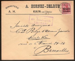 Brief  / Envelope Met Afstempeling Van TOURNAI  ( KAIN ) + CENSUUR / CENSURE  (staat Zie Scan) ! Inzet Aan 15 € ! - Deutsche Armee