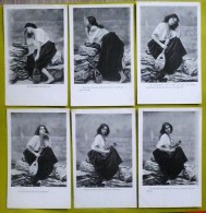 Superbe Serie Complete 6x CPA Photo Nb Les Regrets De Mignon Femme Mandoline Decor Rochers Et Mer - Collections & Lots