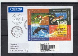 ROMANIA 2015 : CHAMPIONS OF WILDLIFE Registered Cover Circulated To TAIWAN - Registered Shipping! Envoi Enregistre! - Usati