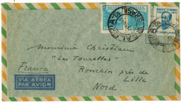 BRASILE - BRASIL - 1949 - Via Aerea - Par Avion - Air Mail - 3 Stamps - Viaggiata Da Galeria Per Ronchin, France - Brieven En Documenten