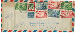 CUBA - 19?? - Air Mail - 9 Stamps - Cafe, Caffè - Viaggiata Da Habana Per Paris, France - Storia Postale