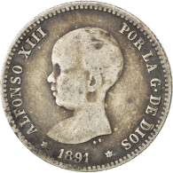 Monnaie, Espagne, Alfonso XIII, Peseta, 1891, TB, Argent, KM:691 - Sonstige & Ohne Zuordnung