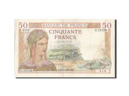 Billet, France, 50 Francs, 50 F 1934-1940 ''Cérès'', 1940, 1940-02-08, TB+ - 50 F 1934-1940 ''Cérès''