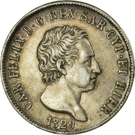 Monnaie, États Italiens, SARDINIA, Carlo Felice, 5 Lire, 1829, Genoa, TTB+ - Piémont-Sardaigne-Savoie Italienne