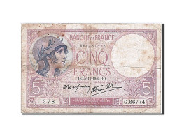 Billet, France, 5 Francs, 5 F 1917-1940 ''Violet'', 1940, 1940-12-05, B+ - 5 F 1917-1940 ''Violet''