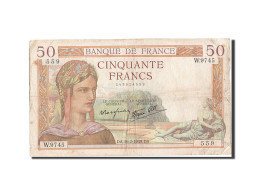 Billet, France, 50 Francs, 50 F 1934-1940 ''Cérès'', 1939, 1939-02-16, TB - 50 F 1934-1940 ''Cérès''