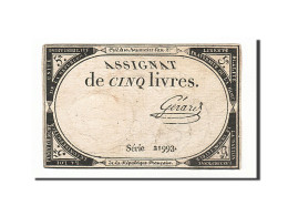 Billet, France, 5 Livres, 1793, GÃ©rard, TB, KM:A76, Lafaurie:171 - Assignate