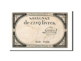 Billet, France, 5 Livres, 1793, GÃ©rard, TB, KM:A76, Lafaurie:171 - Assignats