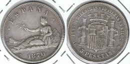 ESPAÑA I REPUBLICA  5 PESETAS 1870 PLATA SILVER. C - Sonstige & Ohne Zuordnung
