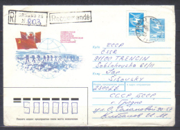 Russia Postal Stationery  Cover  Russia - Canada Ski Arctic Expedition   Posted 1988  To Czechoslovakia - Eventi E Commemorazioni