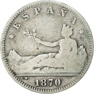 Monnaie, Espagne, Provisional Government, Peseta, 1870, B+, Argent, KM:653 - Premières Frappes