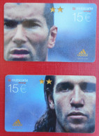 Lot De 2 Télécartes Mobicarte FOOTBALL Equipe De France  ZIDANE Et CANDELA (ADIDAS) - Sport