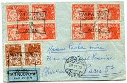 AUTRICHE LETTRE RECOMMANDEE PAR AVION DEPART WIPA WIEN 29.VI.33 FLUGPOST POUR LA FRANCE - Autres & Non Classés