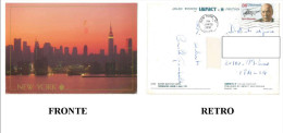 CARTOLINA COLORI U.S.A. – NEW YORK  – MIDTOWN MANHATTAN SUNRISE VIAGGIATA 1991 VERSO MILANO  – INDIRIZZO OSCURATO PER PR - Manhattan