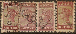 SOUTH AUSTRALIA 1883 1/2d QV SG 182 Ux4 #MN121 - Used Stamps