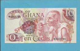 GHANA - 10 CEDIS - 1977 - SPECIMEN - UNC. - RARE - 2 Scans - Ghana