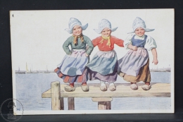 Artist Signed Illustrated Postcard - Karl Fiertag - Three Dutch Girls - Feiertag, Karl
